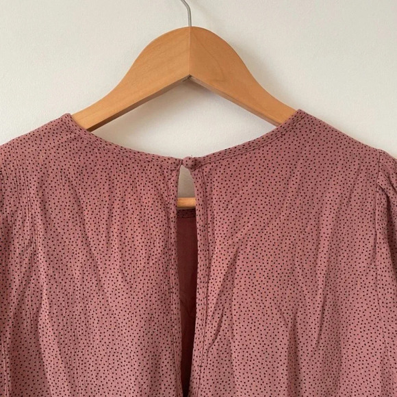 Abercrombie & Fitch Polka Dot Long Sleeve Babydoll Dress Mauve Size Small - Picture 4 of 7